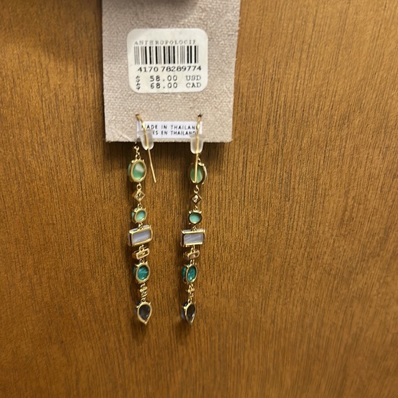 NWT Anthropologie Blue/Green Gem Drop Earrings! - Picture 3 of 3